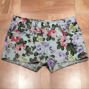 Flipside Junior Girls Reversible Low Waist Snakeskin & Floral Print Jean Shorts